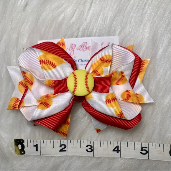 Softball ❤️ Hair Bow - Picture 4 of 5